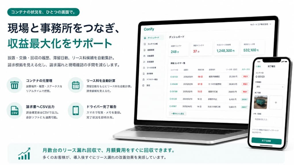 Conifyダッシュボード画面イメージ